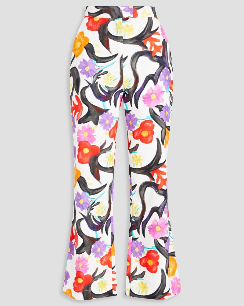 Stella Jean Damen Kick-flare-Hose aus einer Baumwollmischung mit floralem Print