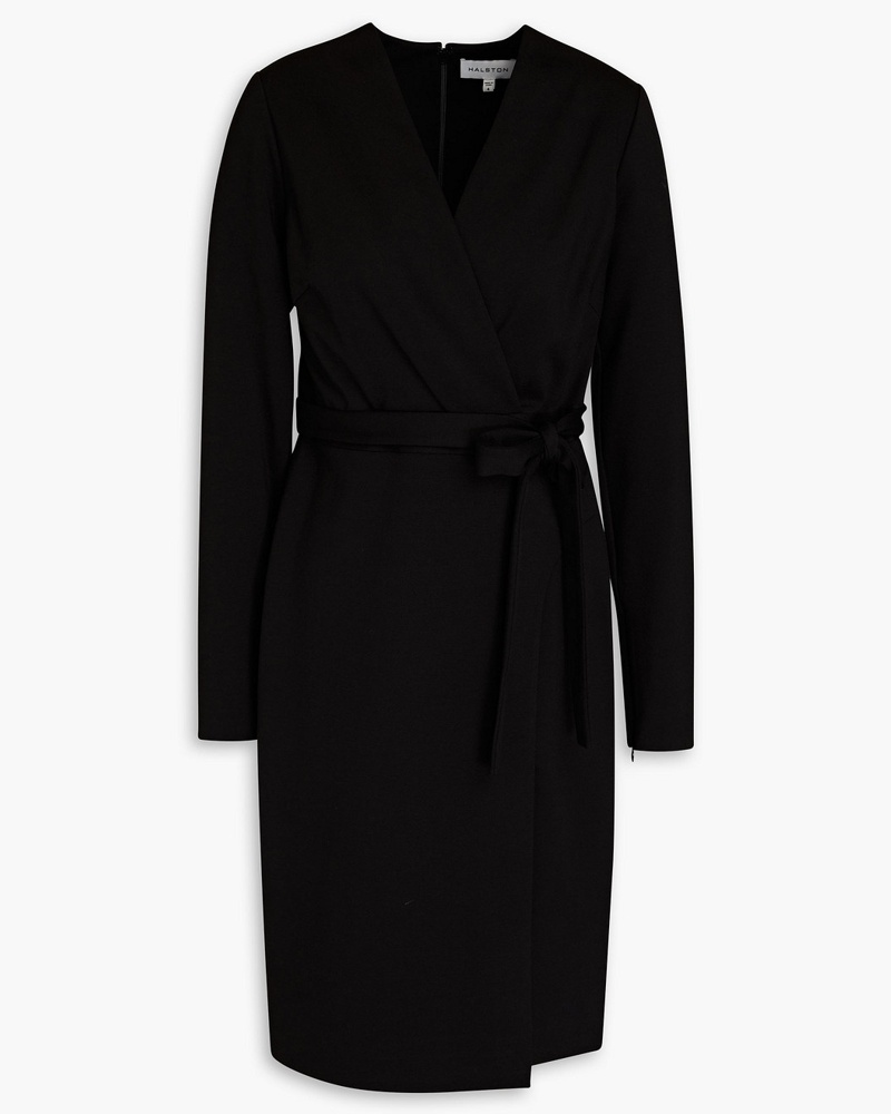 Halston Damen Kleid aus Jersey mit Wickeleffekt