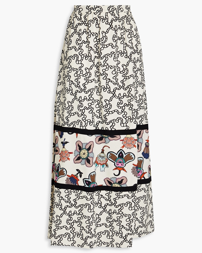 Valentino Garavani Damen Geraffter Maxirock aus Crêpe mit Print