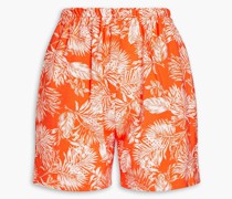 Trench Shorts aus Webstoff mit Flammgarneffekt und floralem Print S