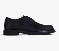 Derbys aus beschichtetem Veloursleder