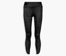 Tulip Cropped Leggings aus Stretch-Samt inKnitteroptik