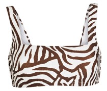 Bikini-Oberteil aus Stretch-Piqué mit Zebraprint