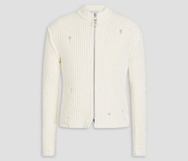 Pullover mit schmaler Passform aus einer gerippten Baumwollmischung mit Reißverschluss S