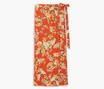 Hermia Maxi-Wickelrock aus Baumwollpopeline mit floralem Print