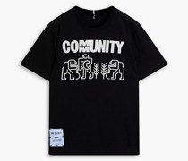 T-Shirt aus Baumwoll-Jersey mit Print und Applikationen