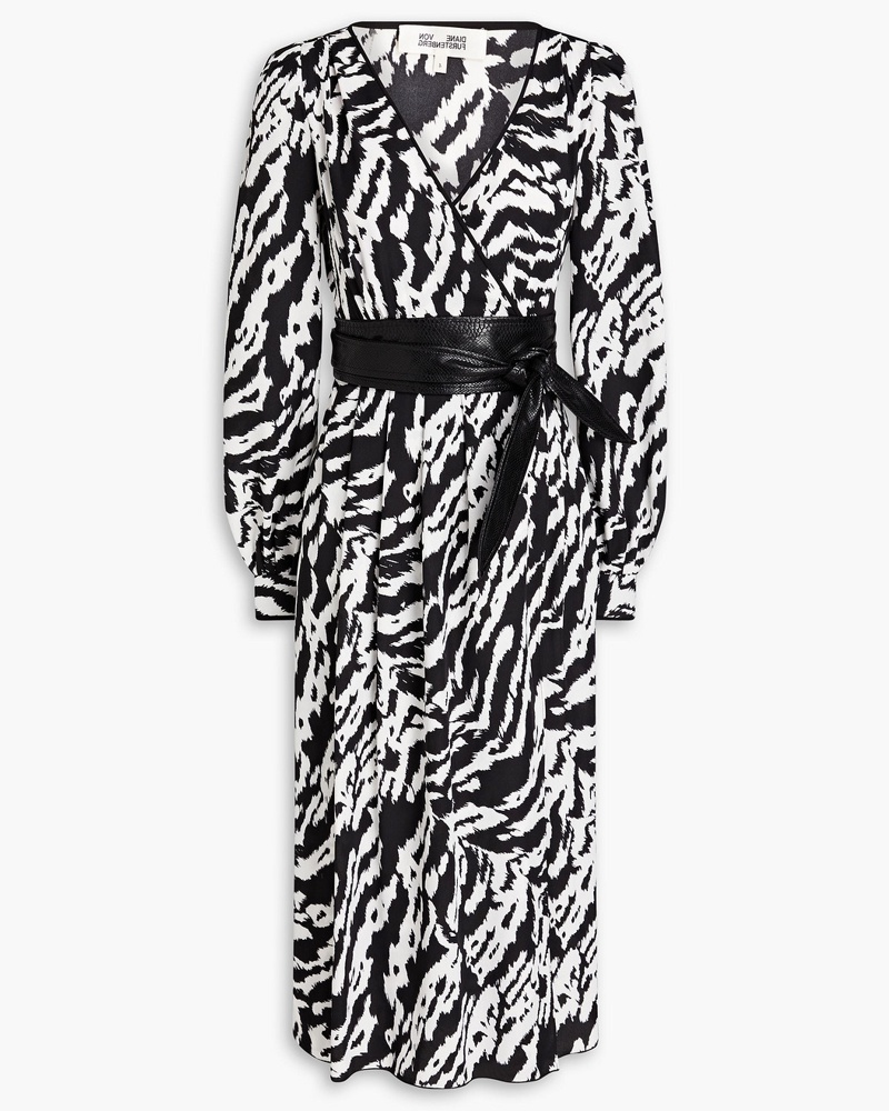 Diane von Furstenberg Damen Etty Wickelkleid aus Jersey und Georgette mit Print