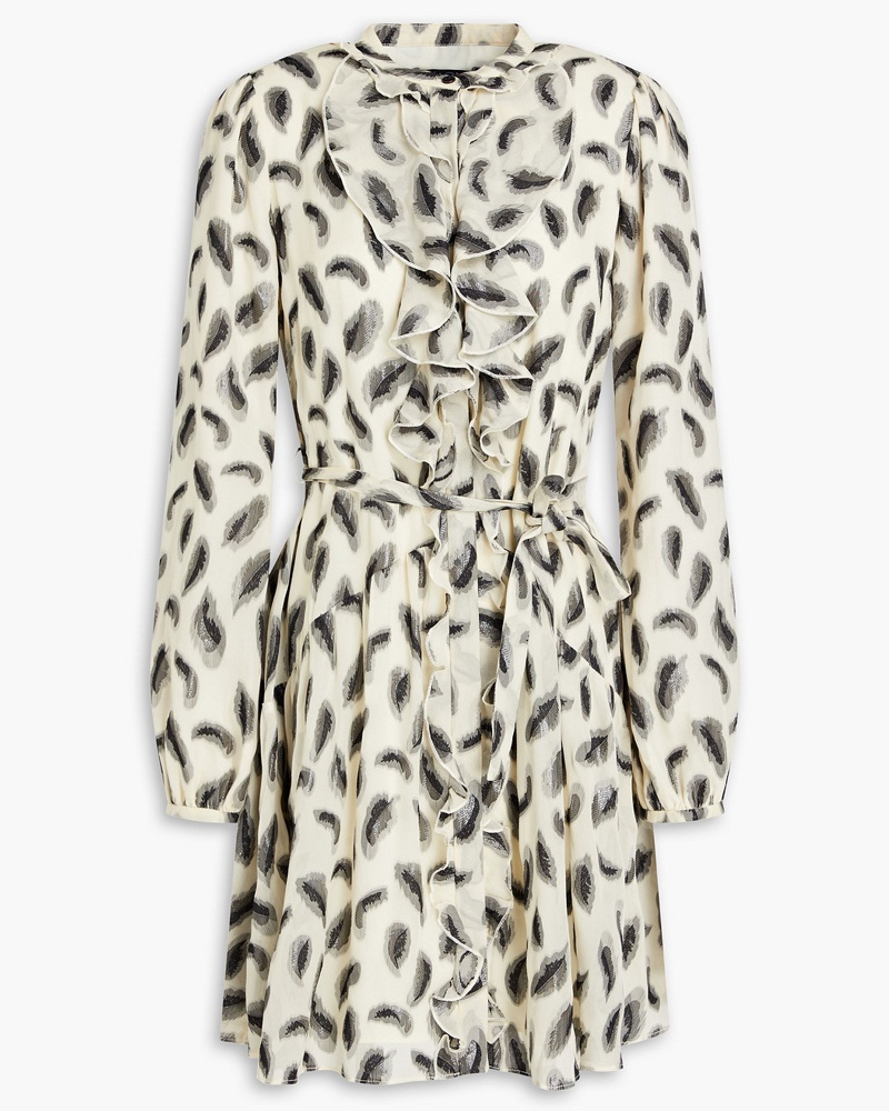 Saloni Damen Tilly Minikleid aus einer Seidenmischung mit Fil Coupé und Rüschen Saloni Damen Tilly Minikleid aus einer Seidenmischung mit Fil Coupé und Rüschen