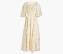 Alice cape-effect embroidered organza midi dress