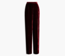 Hose aus Samt mit geradem Bein und Satinbesatz