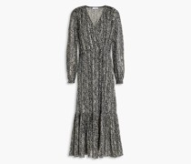 Midikleid aus Georgette mit Metallic-Fil-Coupé und Print