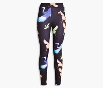 Cropped Stretch-Leggings mit Logoapplikation