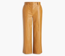 Cropped Hose mit weitem Bein aus Kunstleder