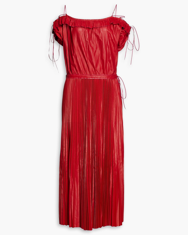 Valentino Garavani Damen Plissiertes Midikleid aus Leder