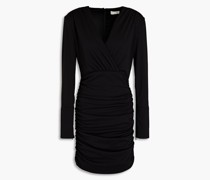 Mariana wrap-effect ruched jersey mini dress S