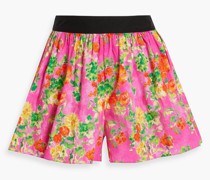 Teagen Shorts aus Popeline aus einer Baumwollmischung mit floralem Print und Raffung