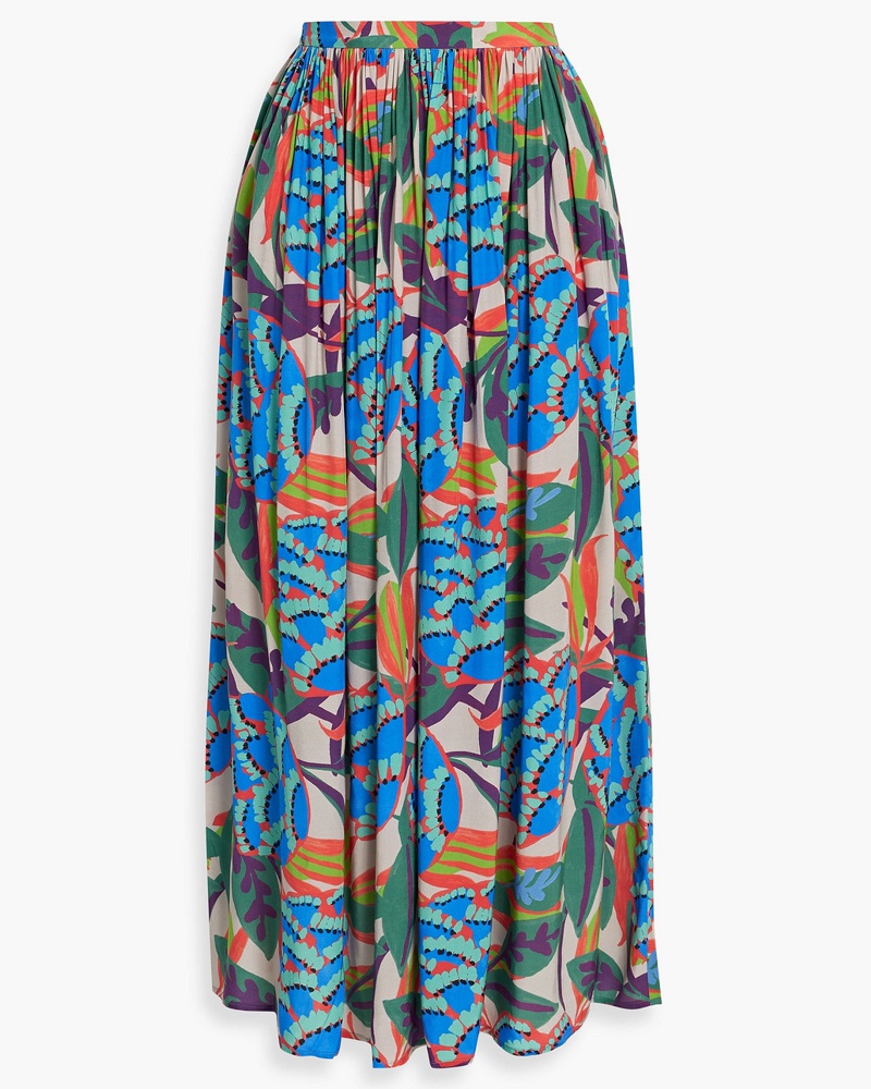 Iris & Ink Damen Louisa Maxirock aus Crêpe mit Print