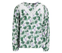 Bluse aus Webstoff mit floralem Print und Spitzenbesatz