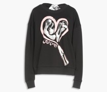 Sweatshirt aus Baumwollfrottee mit Print und Cut-outs L