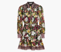 Alice OliviaTiffie Hemdkleid aus Popeline aus einer Baumwollmischung inMinilänge mit floralem Print und Raffung