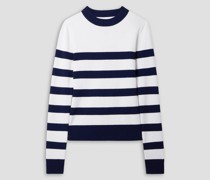 Cutout striped merino wool-blend sweater L