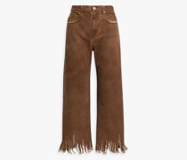Hoch sitzende Jeans mit weitem Bein inDistressed-Optik