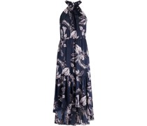 Gerafftes Midikleid aus Satin mit Print