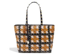 Flower Puzzle Tote Bag aus lasergeschnittenem Leder mit Nieten