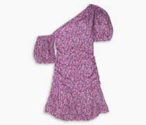 Lecia bedrucktes Minikleid aus Baumwoll-Voile mit asymmetrischer Schulterpartie