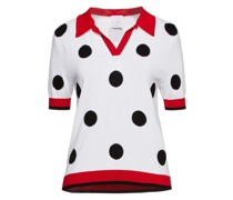 Poloshirt aus Strick mit Polka-Dots und Intarsienmuster