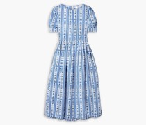 Andile gerafftes Midikleid aus Baumwollpopeline mit Print