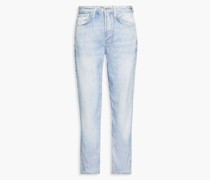 Rosa Cropped Hose aus TENCEL™ mit geradem Bein und Denim-Effekt