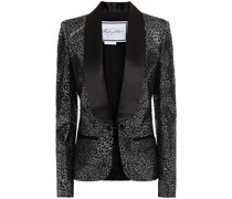 Doppelreihiger Blazer aus Devoré-Samt mit Leopardenprint und -Effekt