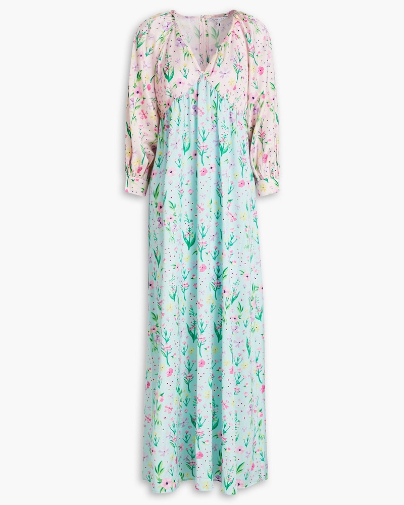 Olivia Rubin Damen Blossom Maxikleid aus glänzendem Crêpe mit floralem Print