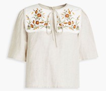 Bluse aus Leinen mit Stickereien