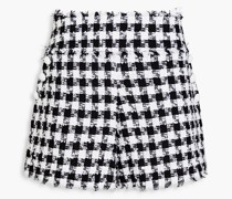 Shorts aus Tweed aus einer Baumwollmischung mit Gingham-Karo und Fransen