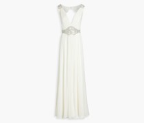 Verziertes Brautkleid aus Seiden-Georgette mit Raffung und Rückenausschnitt