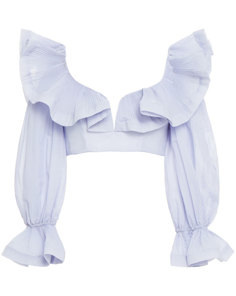 Zimmermann Damen The Lovestruck Cropped Oberteil aus plissiertem Organza