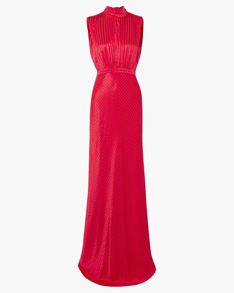 Saloni Damen Fleur Robe aus glänzendem Seiden-Jacquard mit Bindedetail hinten
