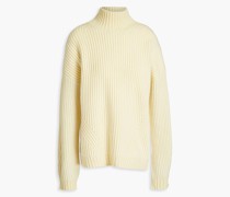 Rollkragenpullover aus einer gerippten Woll-Kaschmirmischung S