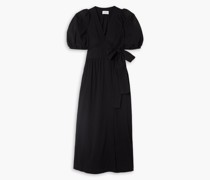 Bronwyn Maxi-Wickelkleid aus Baumwoll-Seersucker mit eingewebten Punkten
