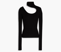 Gerippter Rollkragenpullover mit Cut-outs