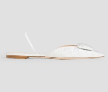 Sabine flache Slingback-Schuhe aus Moiré mit spitzer Kappe und Applikationen