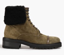 Barb Combat Boots aus Veloursleder und Shearling