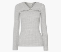 Laila Oberteil aus geripptem Baumwoll-Jersey mit Cut-outs und Verzierung