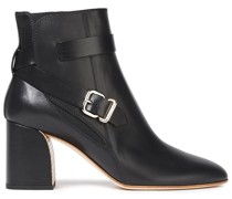 Buckled leather ankle boots