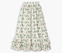 Laura Ashley Pembroke Midirock aus Baumwollpopeline mit floralem Print und Rüschen
