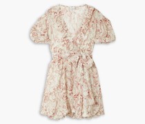 Ava Mini-Wickelkleid aus Seiden-Georgette mit Print und Rüschen