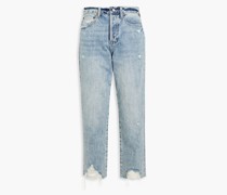 Charlie-Blue hoch sitzende Jeans mit geradem Bein inDistressed-Optik