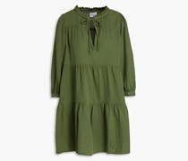 Giselle gestuftes Minikleid aus Baumwollgaze mit Raffung M